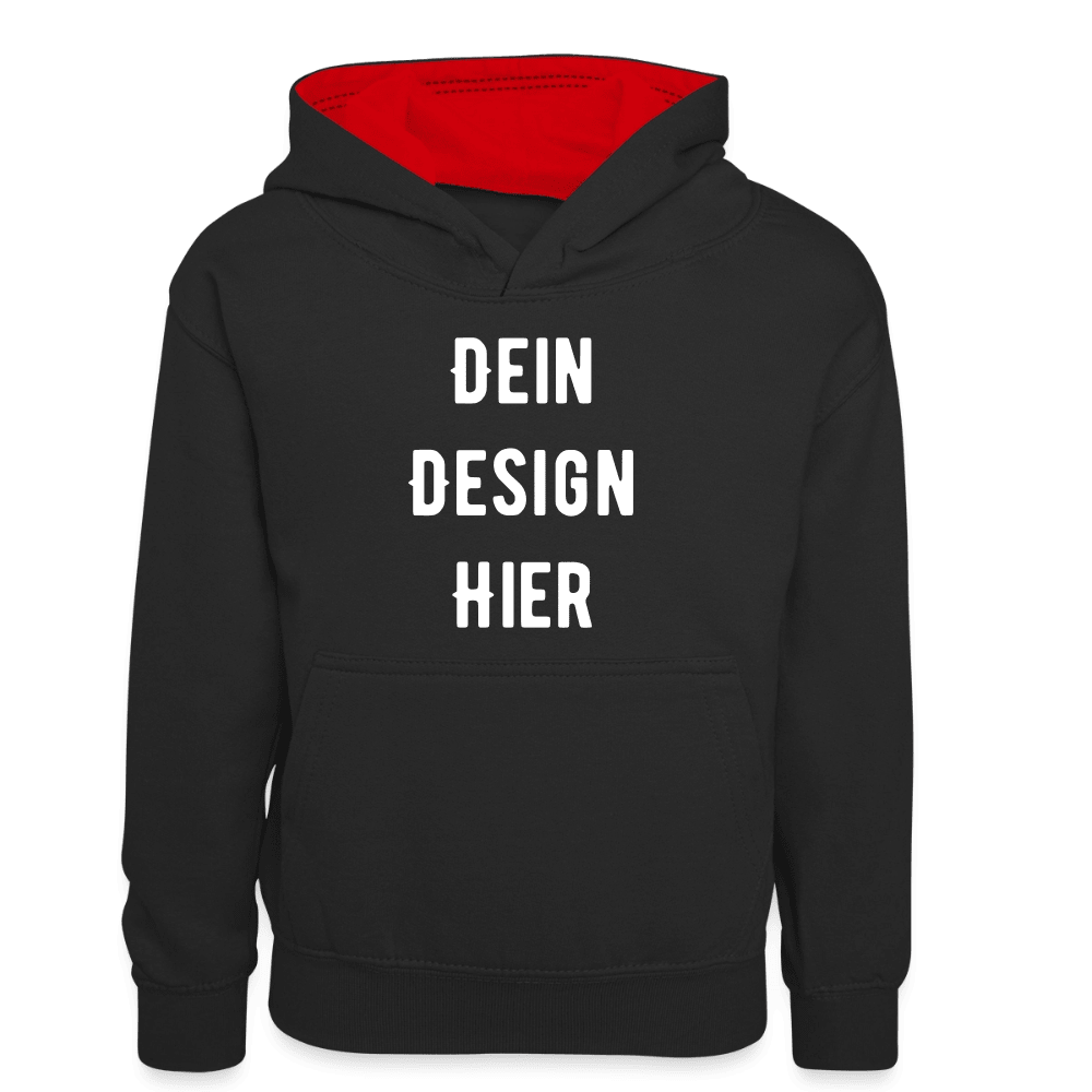 Teenager Kontrast-Hoodie - Schwarz/Rot