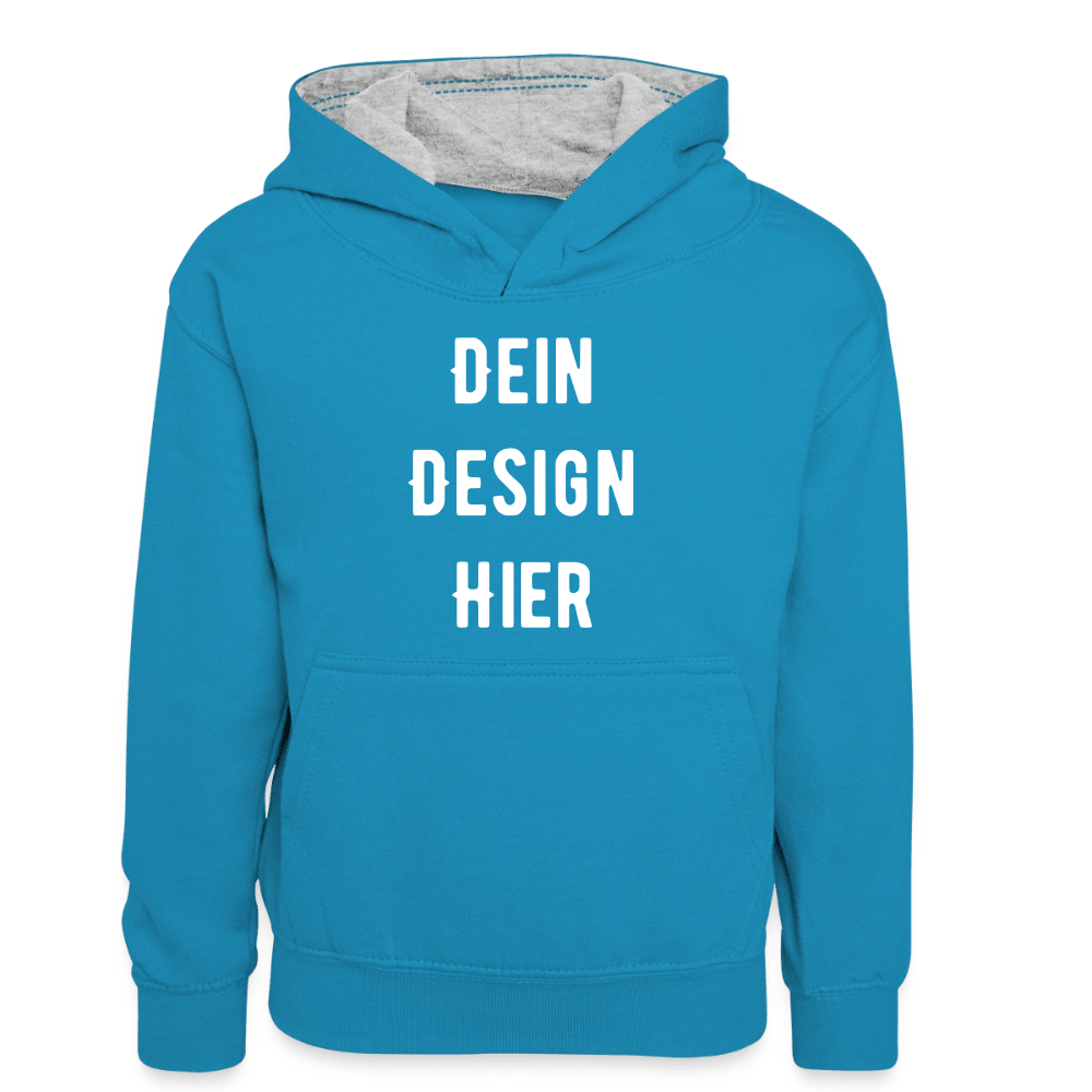 Teenager Kontrast-Hoodie - Pfauenblau/Grau meliert