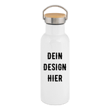 Thermosflasche mit Bambusdeckel - Weiß