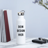 Thermosflasche mit Bambusdeckel - Weiß